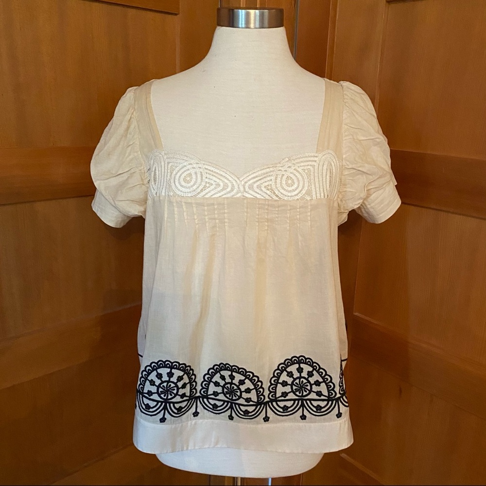 Anthropologie Lithe Embroidered Chantal Top